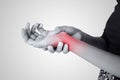 Acute pain in a women wrist Royalty Free Stock Photo